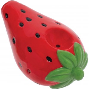 3.5" Strawberry Ceramic Pipe - Wacky Bowlz [CP112]